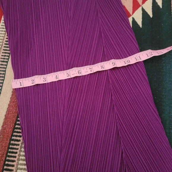 Issey Miyake Pleats Please Purple Pants Size 3 Classic Straight Wide Leg Artsy - Picture 8 of 9